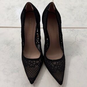 Black Lace Pointed Toe Heels